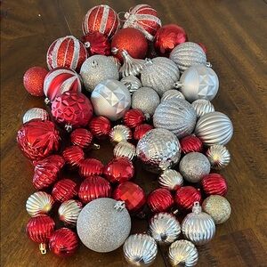 Festive Red and Silver Ornament Collection